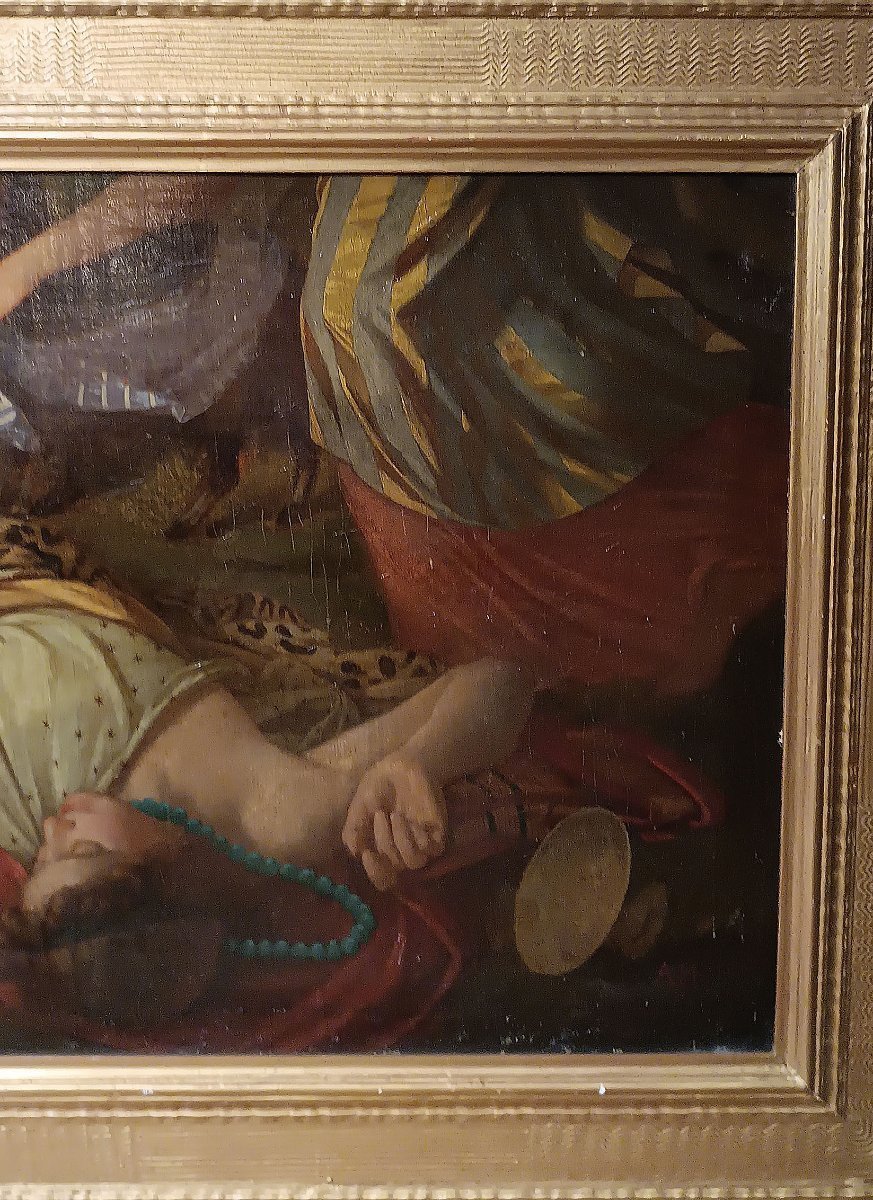 TABLEAU AVEC UNE SCÈNE DE BACCHANALE SECONDE MOITIÉ DU 18ème SIÈCLE-photo-2