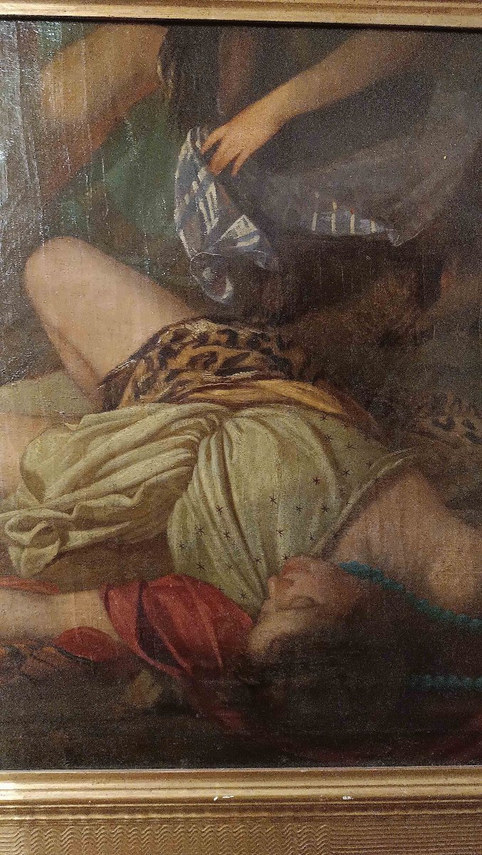 TABLEAU AVEC UNE SCÈNE DE BACCHANALE SECONDE MOITIÉ DU 18ème SIÈCLE-photo-3