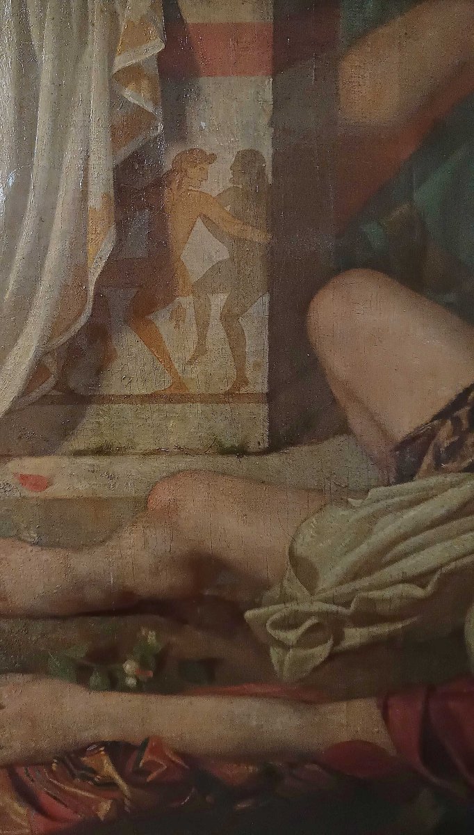 TABLEAU AVEC UNE SCÈNE DE BACCHANALE SECONDE MOITIÉ DU 18ème SIÈCLE-photo-7