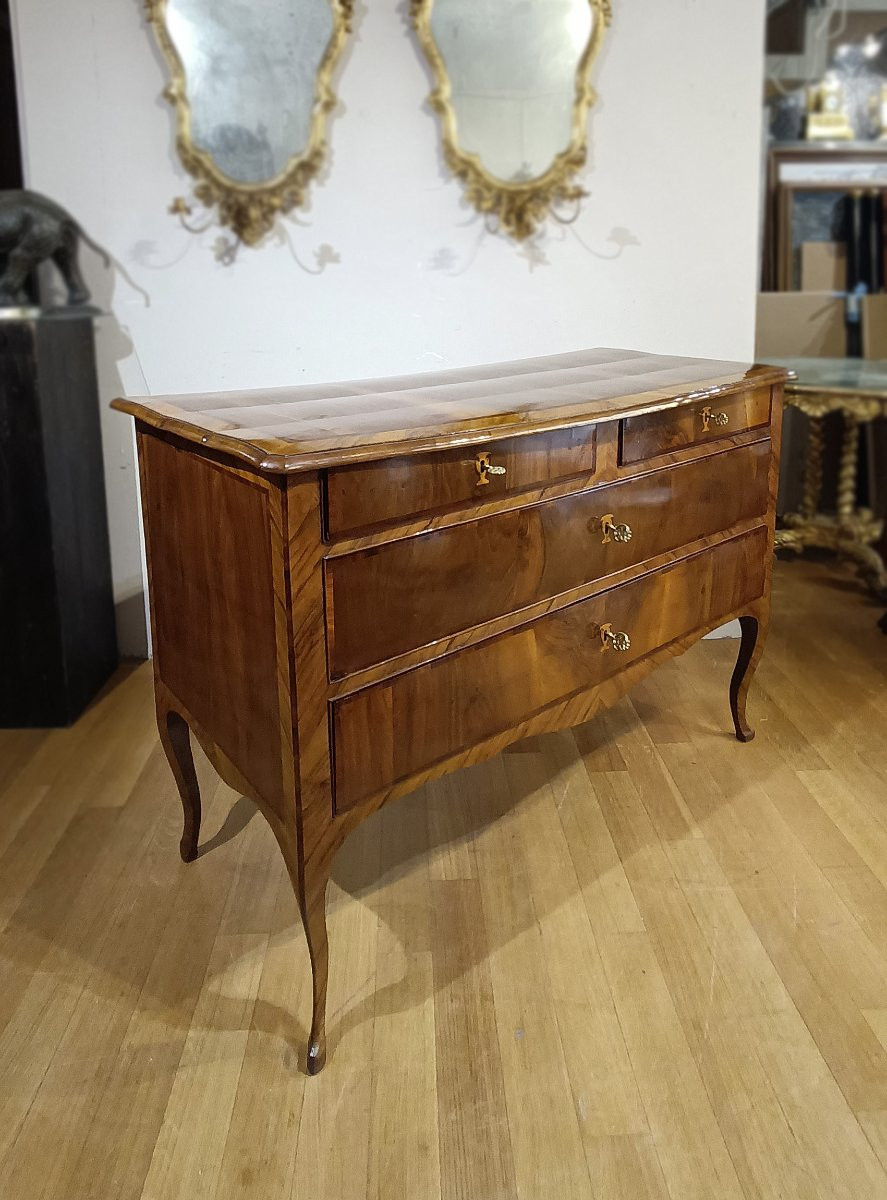 COMMODE PLAQUEE LOUIS XV MILIEU DU 18ème SIECLE-photo-3