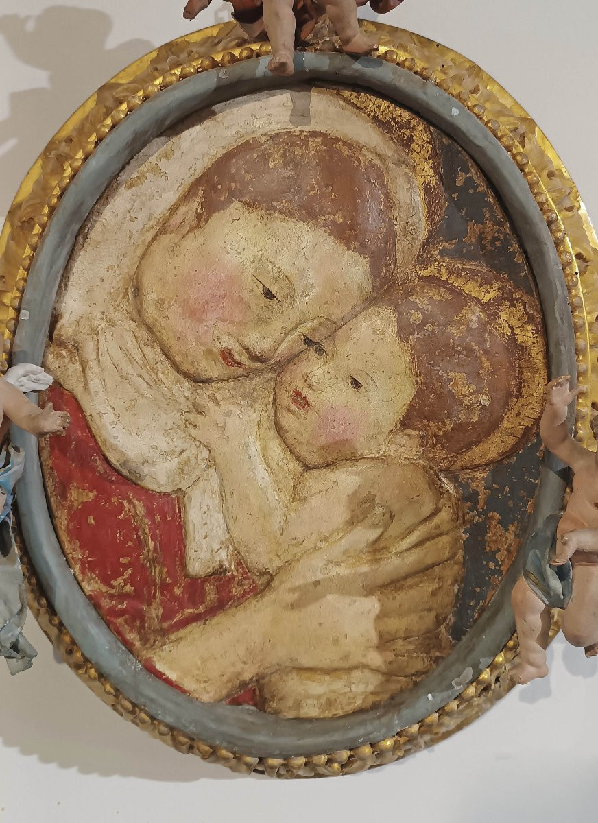 Late 16th Century Polychrome Stucco With Madonna And Child-photo-4