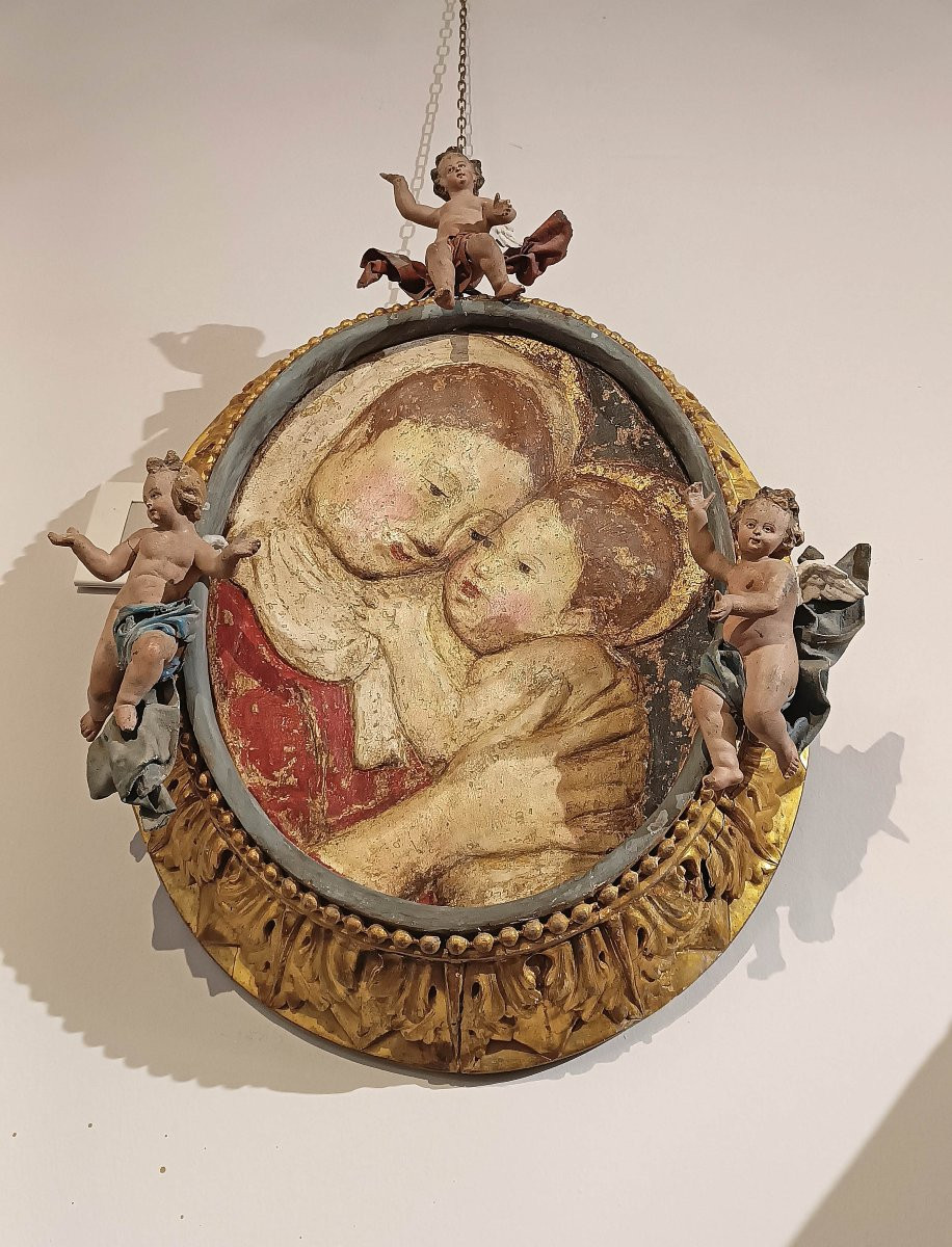 Late 16th Century Polychrome Stucco With Madonna And Child-photo-8