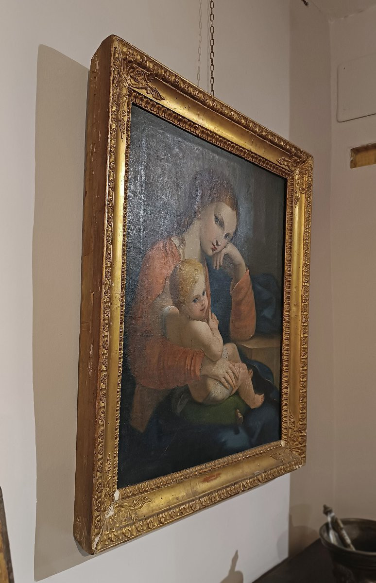 TABLEAU AVEC LA VIERGE ET L'ENFANT FIN DU 18ème SIÈCLE-photo-2