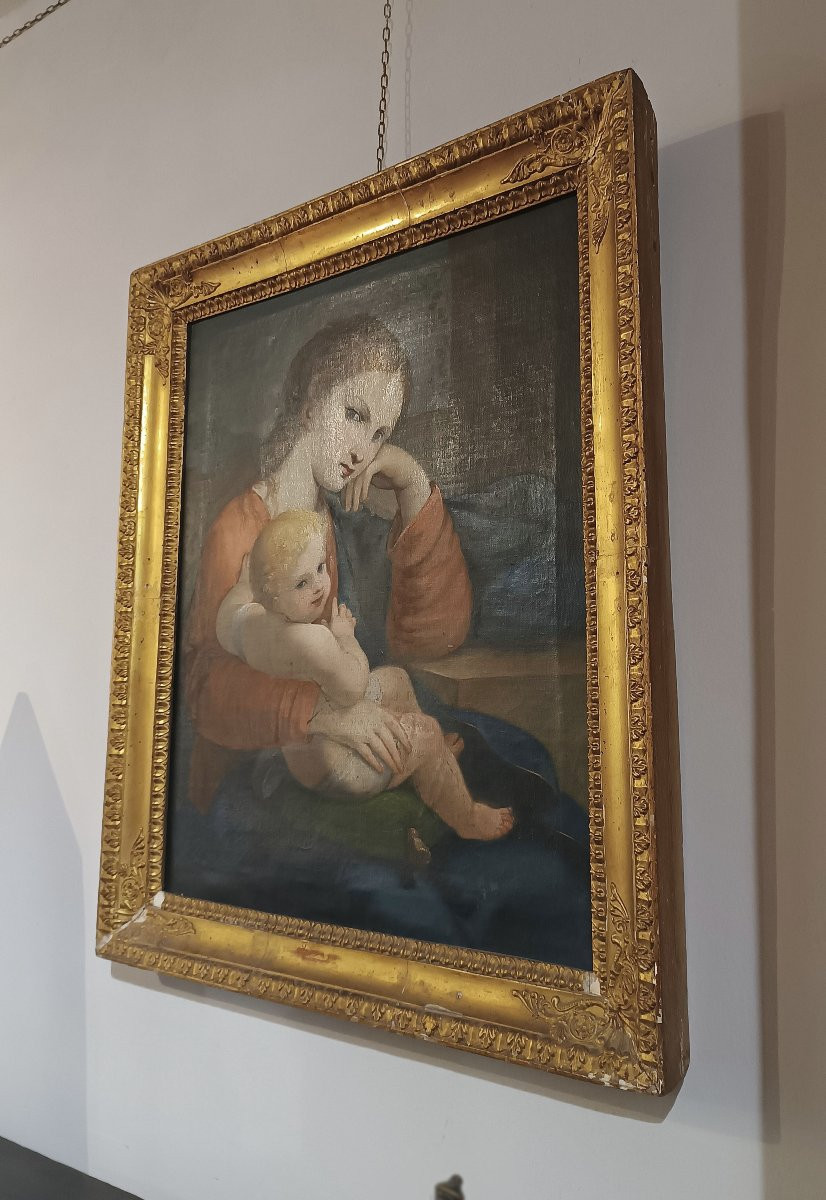 TABLEAU AVEC LA VIERGE ET L'ENFANT FIN DU 18ème SIÈCLE-photo-3