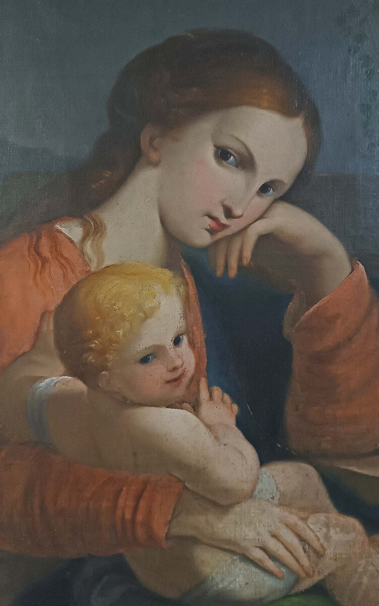 TABLEAU AVEC LA VIERGE ET L'ENFANT FIN DU 18ème SIÈCLE-photo-4
