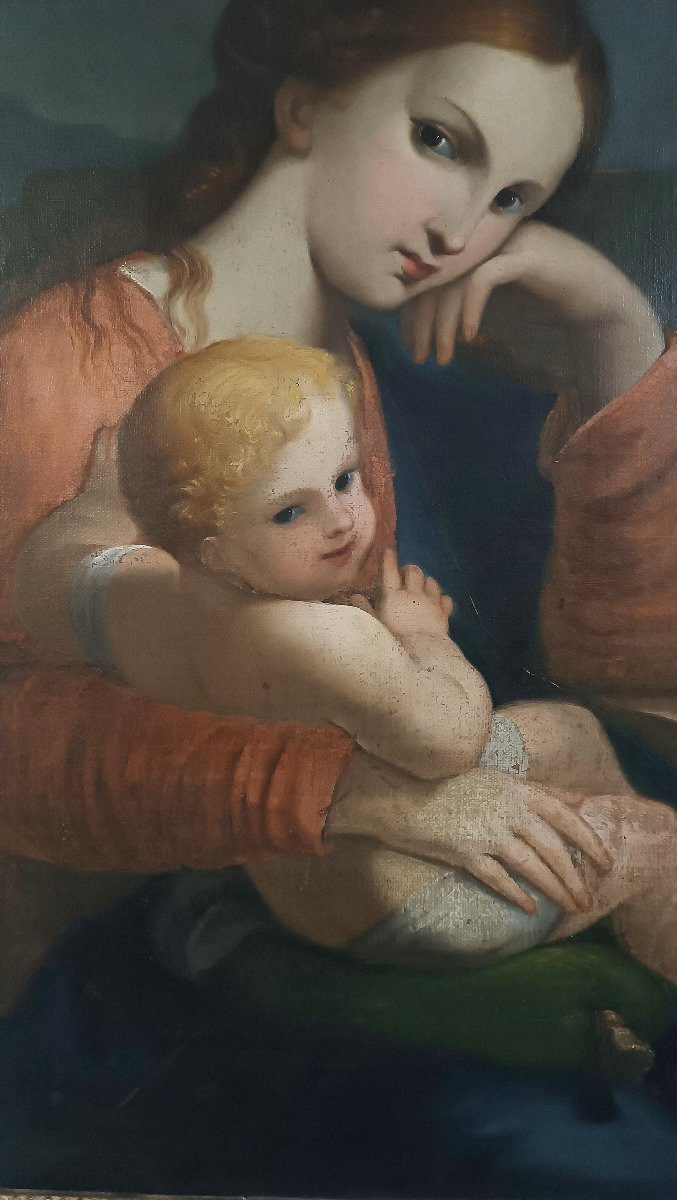 TABLEAU AVEC LA VIERGE ET L'ENFANT FIN DU 18ème SIÈCLE-photo-1