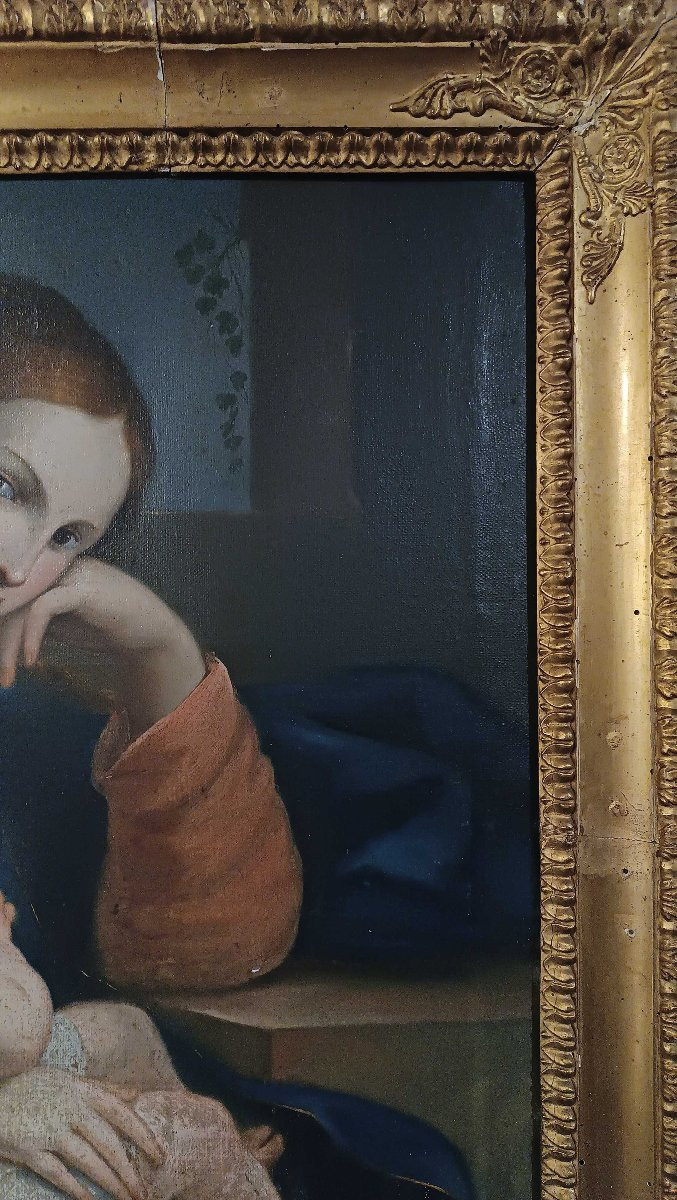 TABLEAU AVEC LA VIERGE ET L'ENFANT FIN DU 18ème SIÈCLE-photo-2