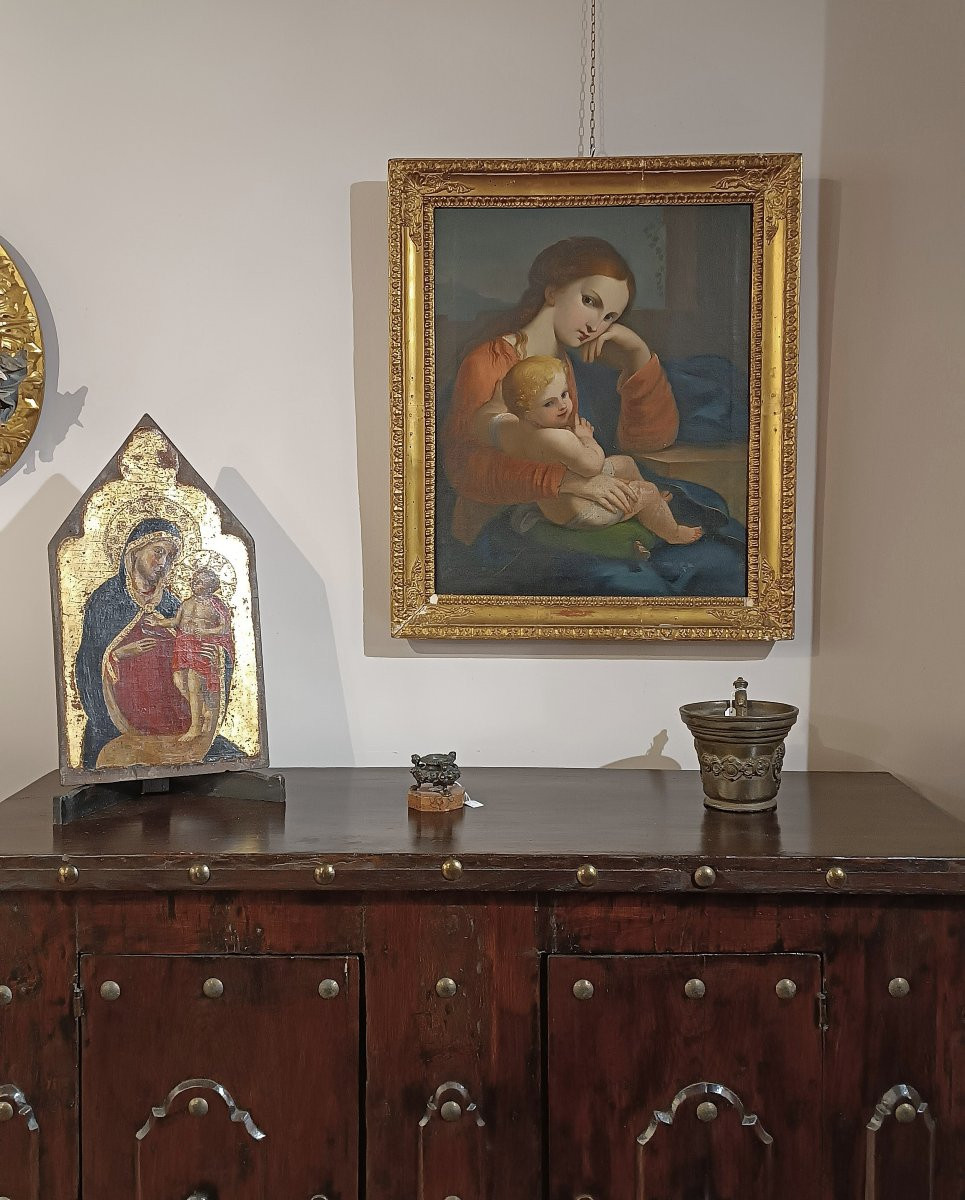 TABLEAU AVEC LA VIERGE ET L'ENFANT FIN DU 18ème SIÈCLE-photo-6