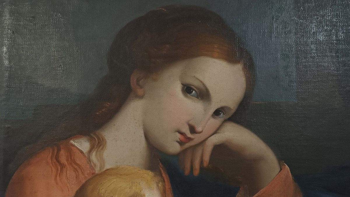 TABLEAU AVEC LA VIERGE ET L'ENFANT FIN DU 18ème SIÈCLE-photo-8