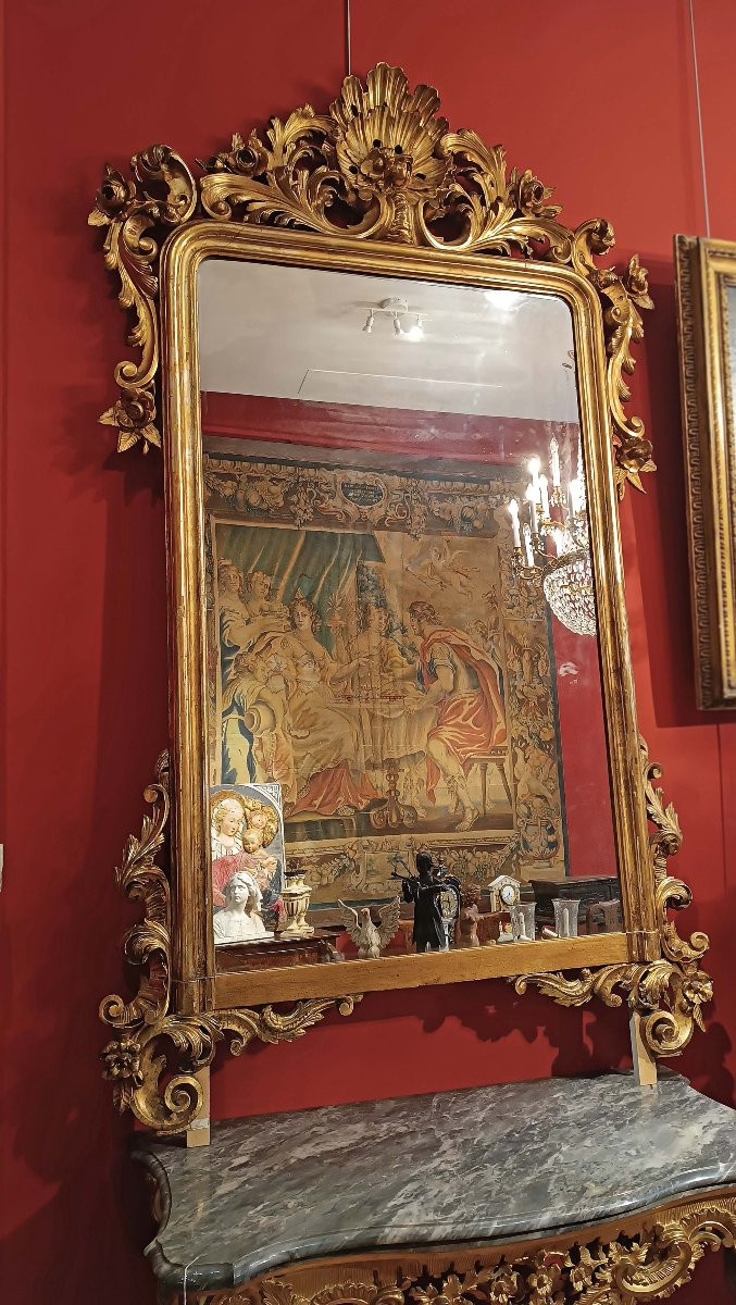 First Half Of The 19th Century Large Louis Philippe Gilded Mirror-photo-2