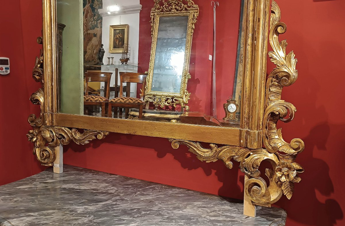 First Half Of The 19th Century Large Louis Philippe Gilded Mirror-photo-4