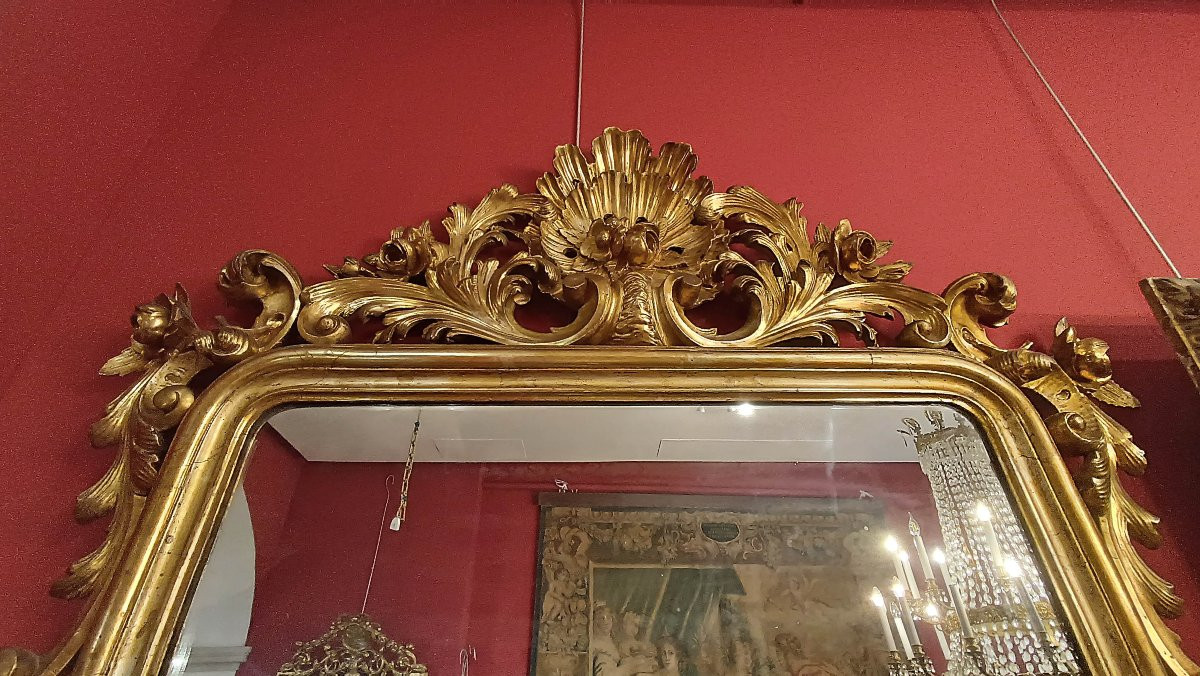 First Half Of The 19th Century Large Louis Philippe Gilded Mirror-photo-1