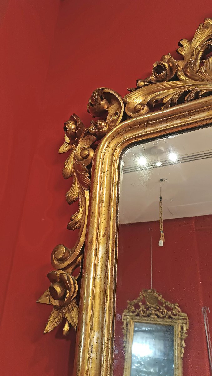 First Half Of The 19th Century Large Louis Philippe Gilded Mirror-photo-2