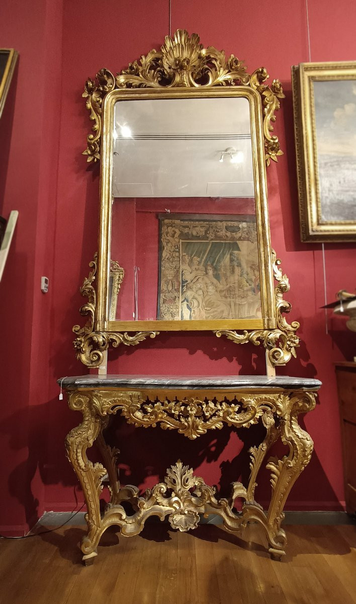 First Half Of The 19th Century Large Louis Philippe Gilded Mirror-photo-6
