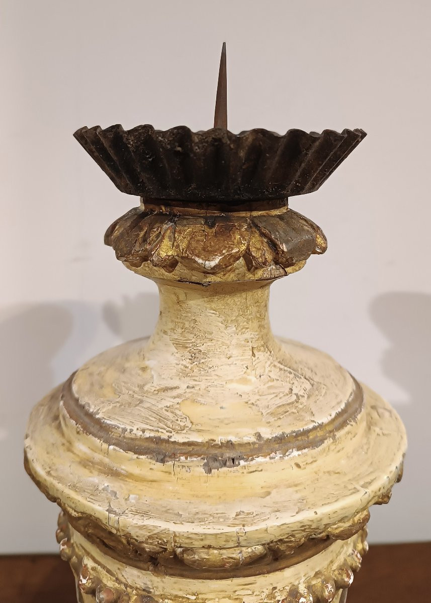 PAIRE DE CANDÉLABRES LAQUÉS ET DORÉS SECONDE MOITIÉ DU 18ème SIÈCLE-photo-1