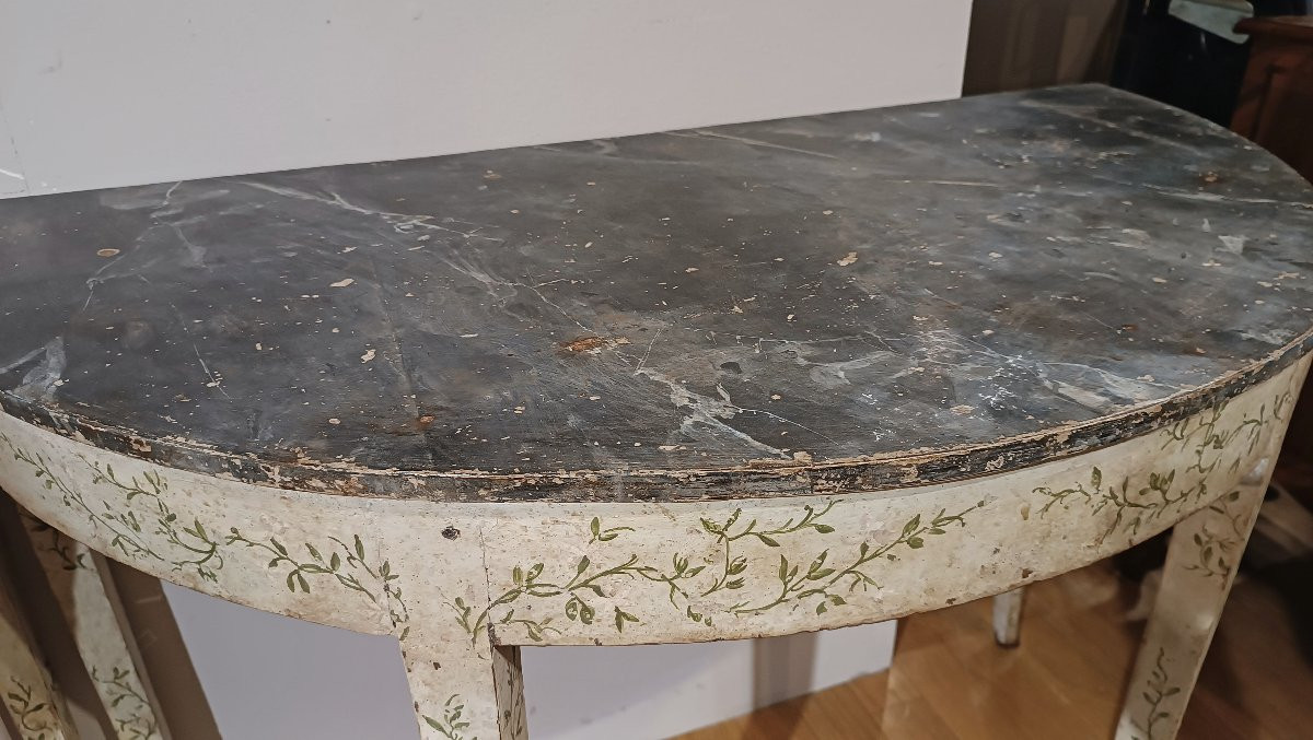 Late 18th Century Pair Of Neoclassical Painted Consolle Tables-photo-2