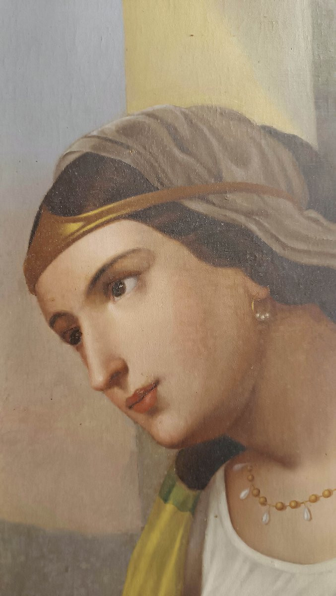 PORTRAIT DE LA POÉTESSE SAPPHO PAR ENRICO FANFANI MILIEU DU 19ème SIÈCLE-photo-4
