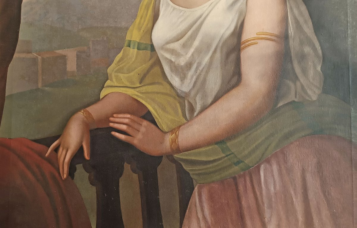 PORTRAIT DE LA POÉTESSE SAPPHO PAR ENRICO FANFANI MILIEU DU 19ème SIÈCLE-photo-2