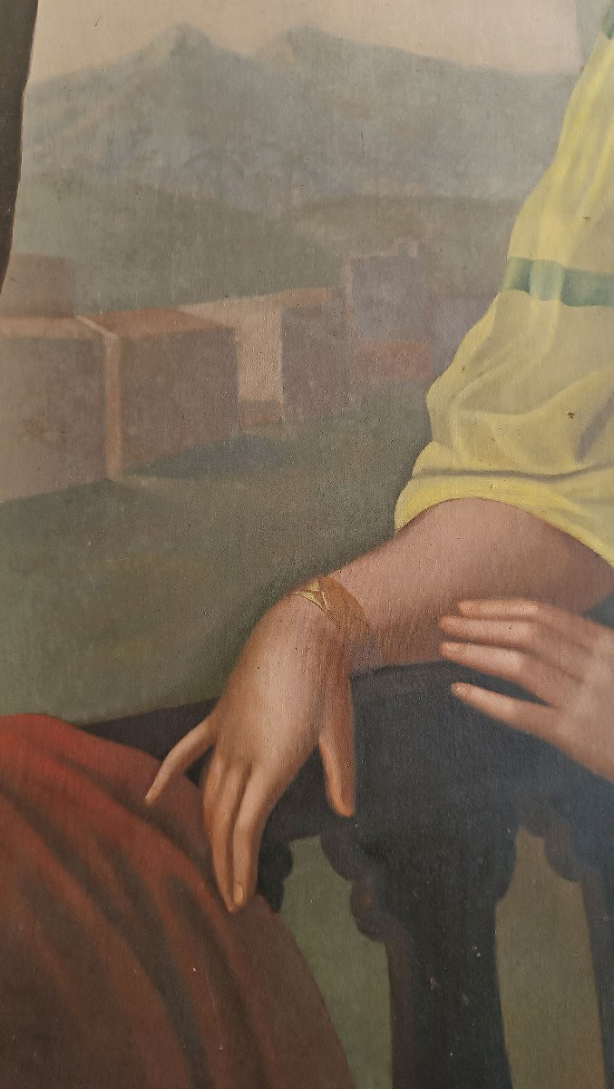 PORTRAIT DE LA POÉTESSE SAPPHO PAR ENRICO FANFANI MILIEU DU 19ème SIÈCLE-photo-3