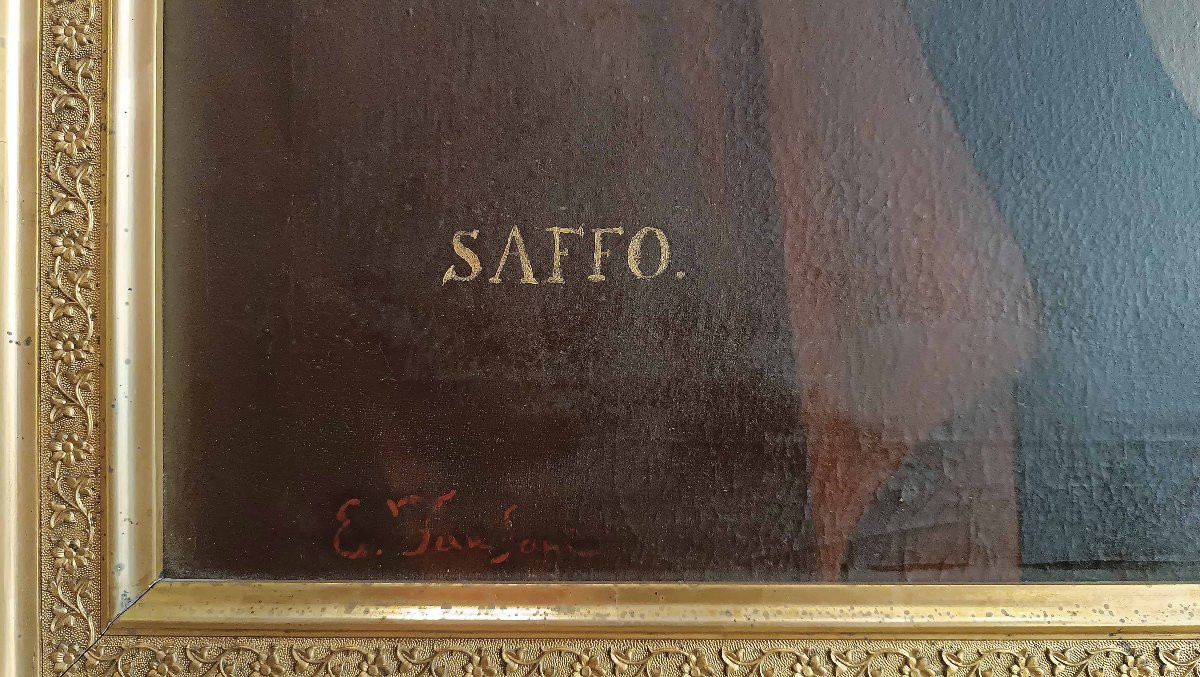 PORTRAIT DE LA POÉTESSE SAPPHO PAR ENRICO FANFANI MILIEU DU 19ème SIÈCLE-photo-4