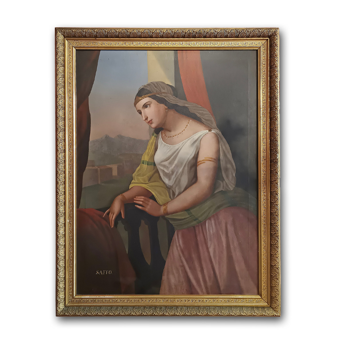 PORTRAIT DE LA POÉTESSE SAPPHO PAR ENRICO FANFANI MILIEU DU 19ème SIÈCLE