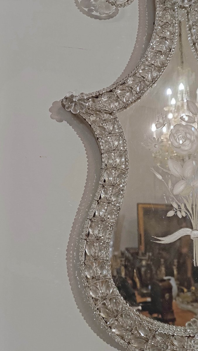 Late 18th Century Pair Of Neoclassical Mirrors With Crystals -photo-2