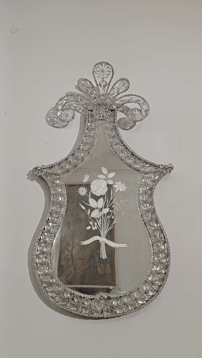 Late 18th Century Pair Of Neoclassical Mirrors With Crystals -photo-5