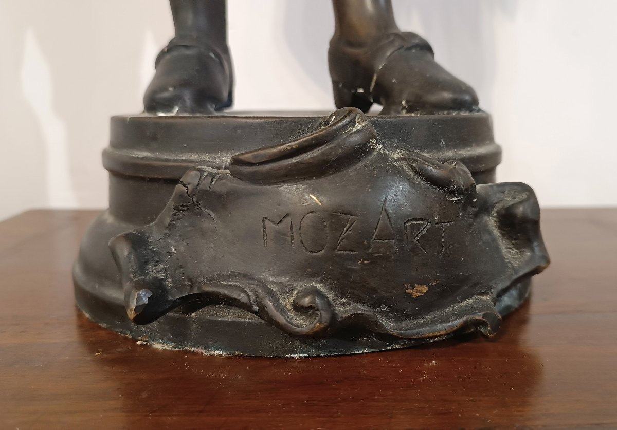 Late 19th Century Bronze Sculpture Portrait Of Mozart -photo-2