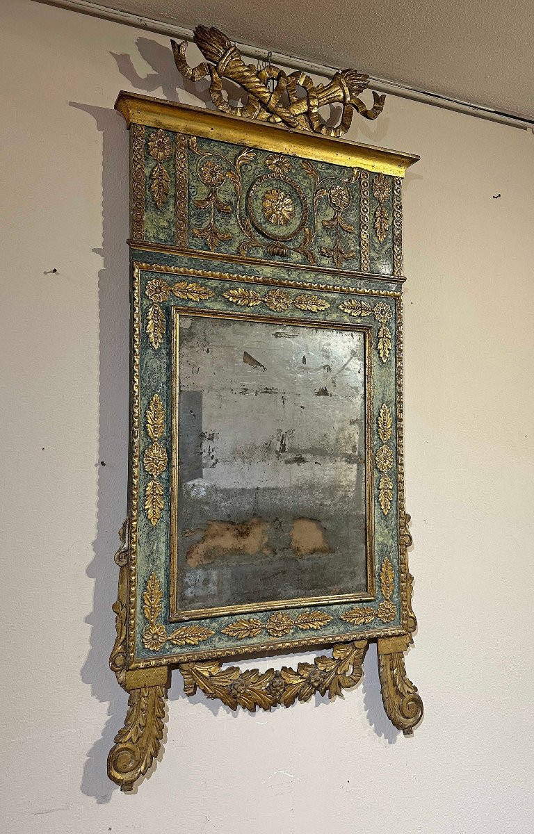Second Half Of The 18th Century Painted And Gilded Neoclassical Mirror-photo-2