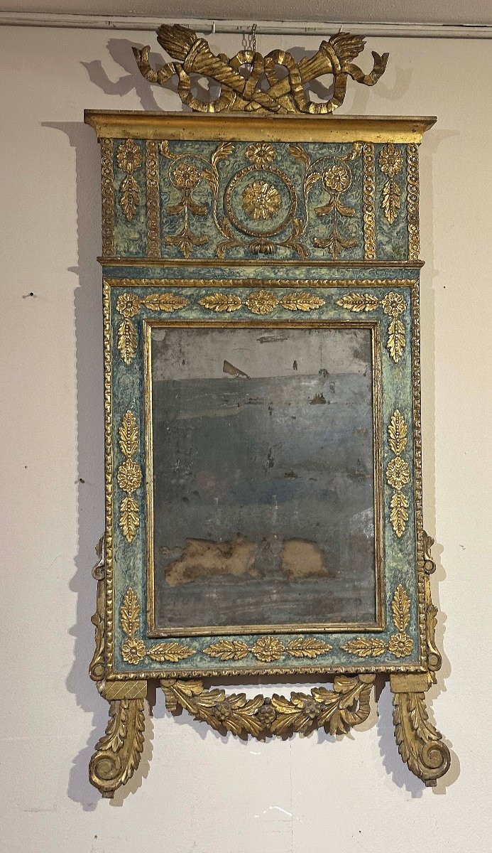 Second Half Of The 18th Century Painted And Gilded Neoclassical Mirror-photo-3