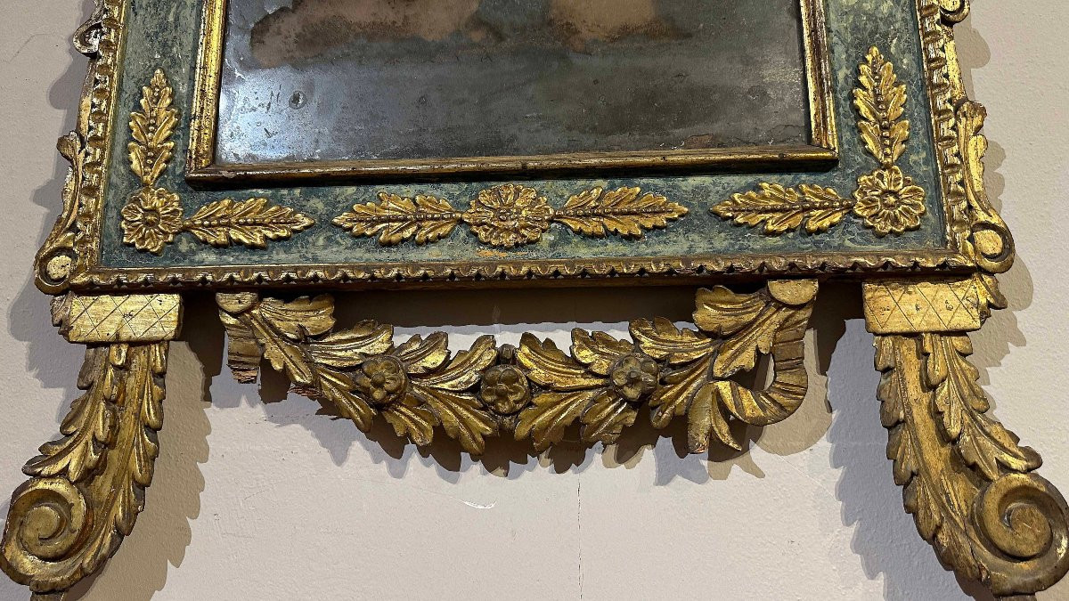 Second Half Of The 18th Century Painted And Gilded Neoclassical Mirror-photo-4