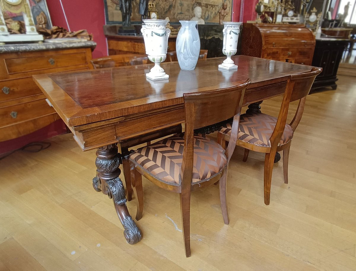 Early 19th Century Charles X Walnut Writing Table-photo-6