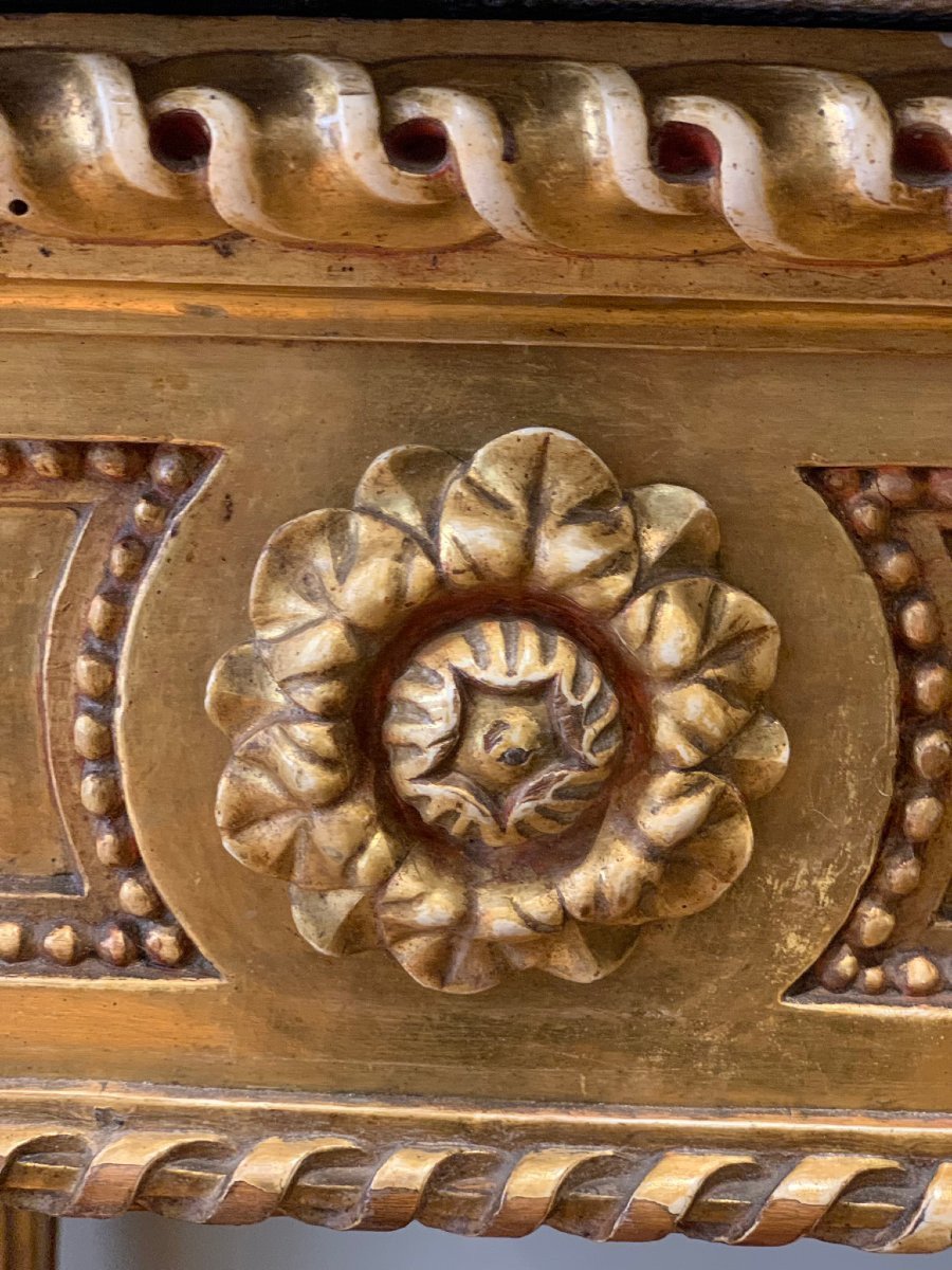 End Of The 18th Century Golden Consolle With Marble-photo-1