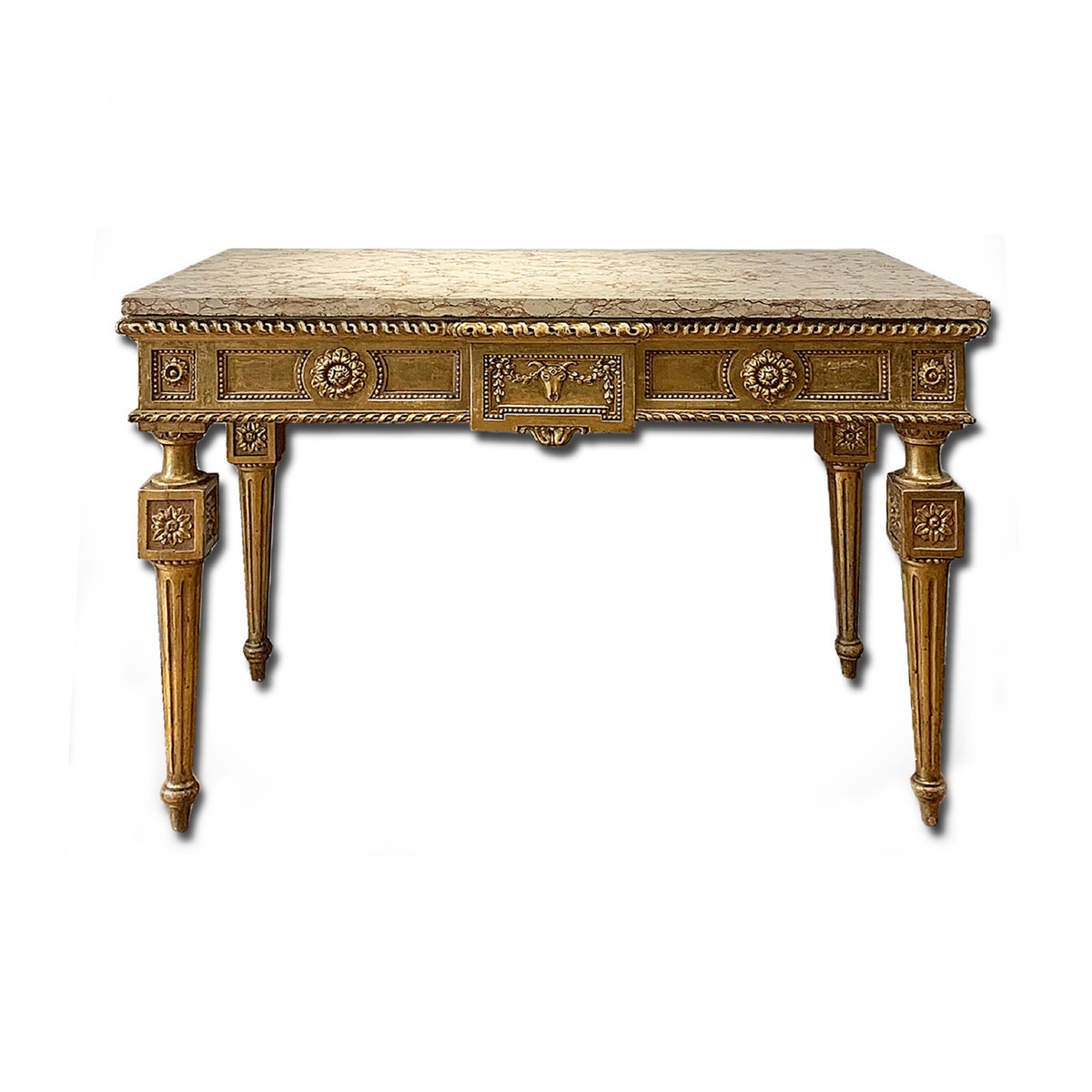 End Of The 18th Century Golden Consolle With Marble