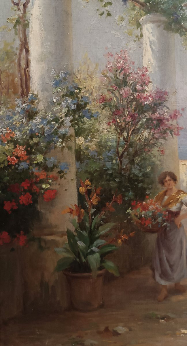 TABLEAU REPRÉSENTANT UNE VUE NAPOLITAINE PREMIÈRE MOITIÉ DU 19ème SIÈCLE-photo-2