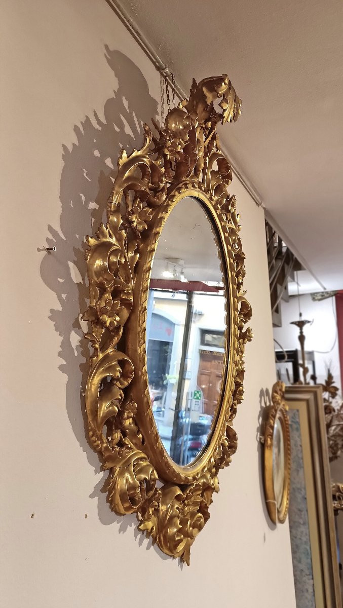 Second Half Of The 19th Century Oval Gilded Mirror-photo-3
