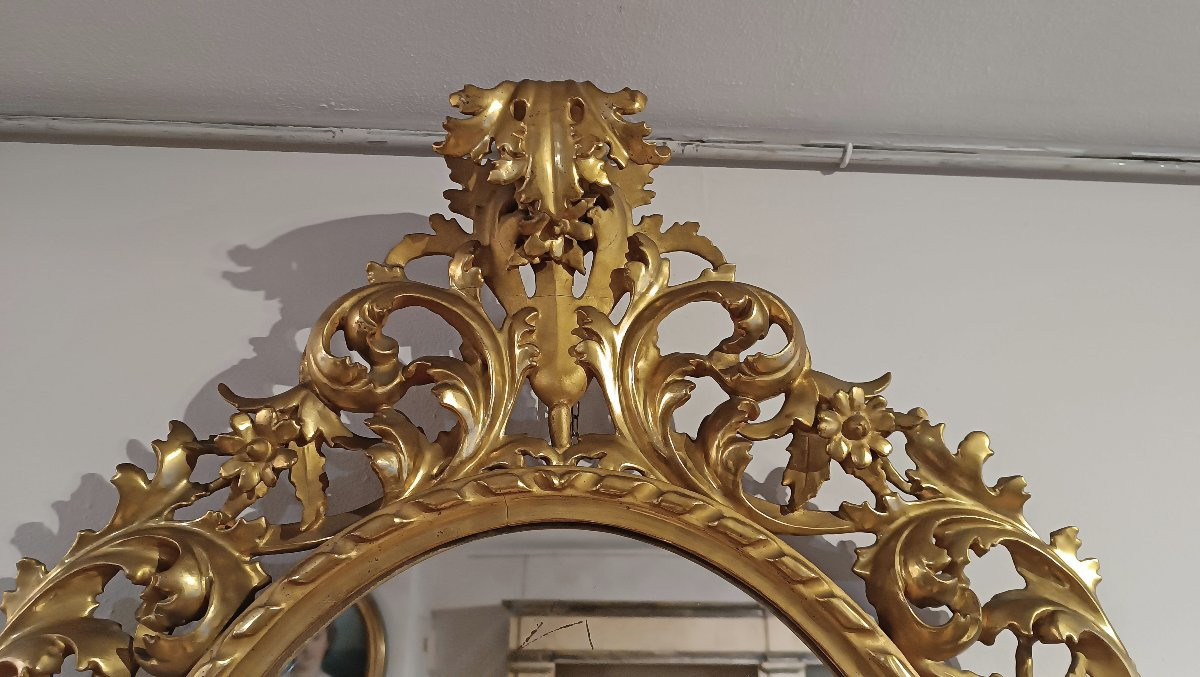 Second Half Of The 19th Century Oval Gilded Mirror-photo-1
