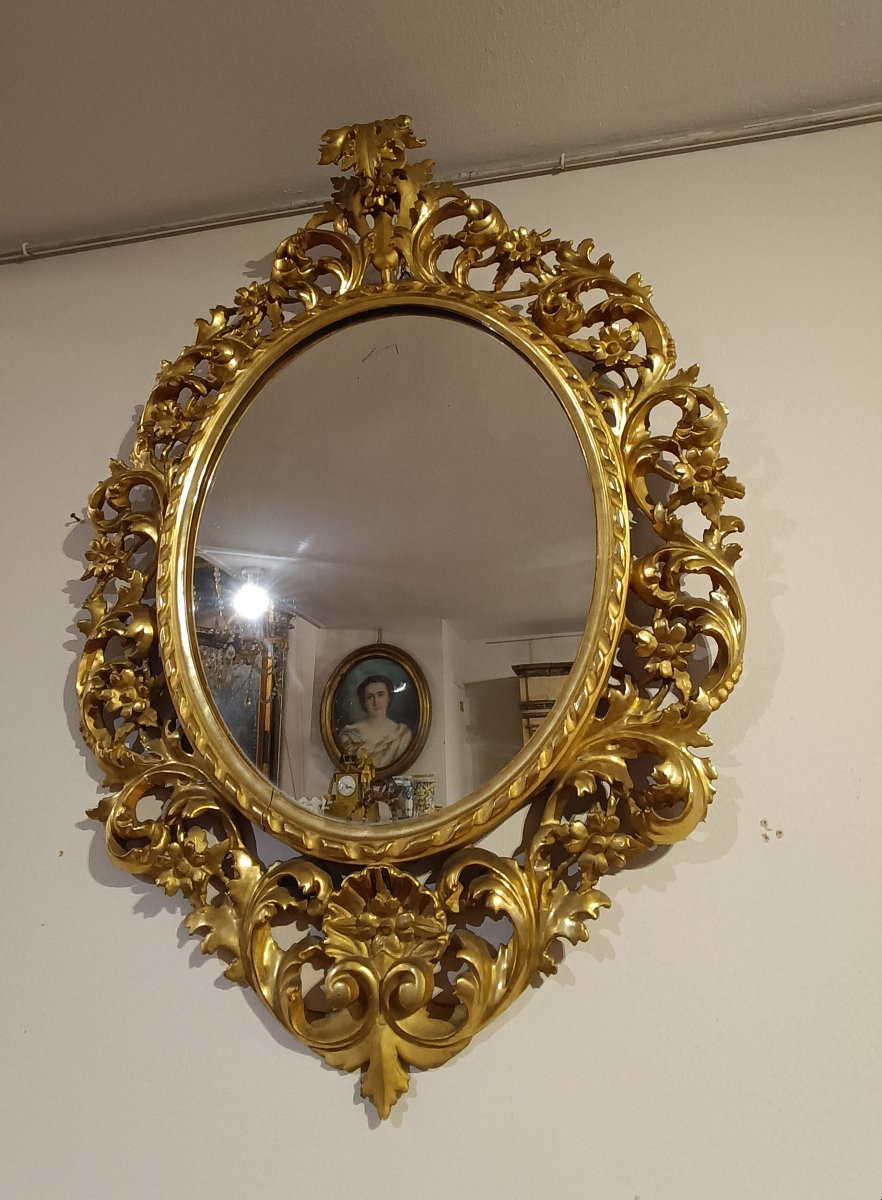 Second Half Of The 19th Century Oval Gilded Mirror-photo-5