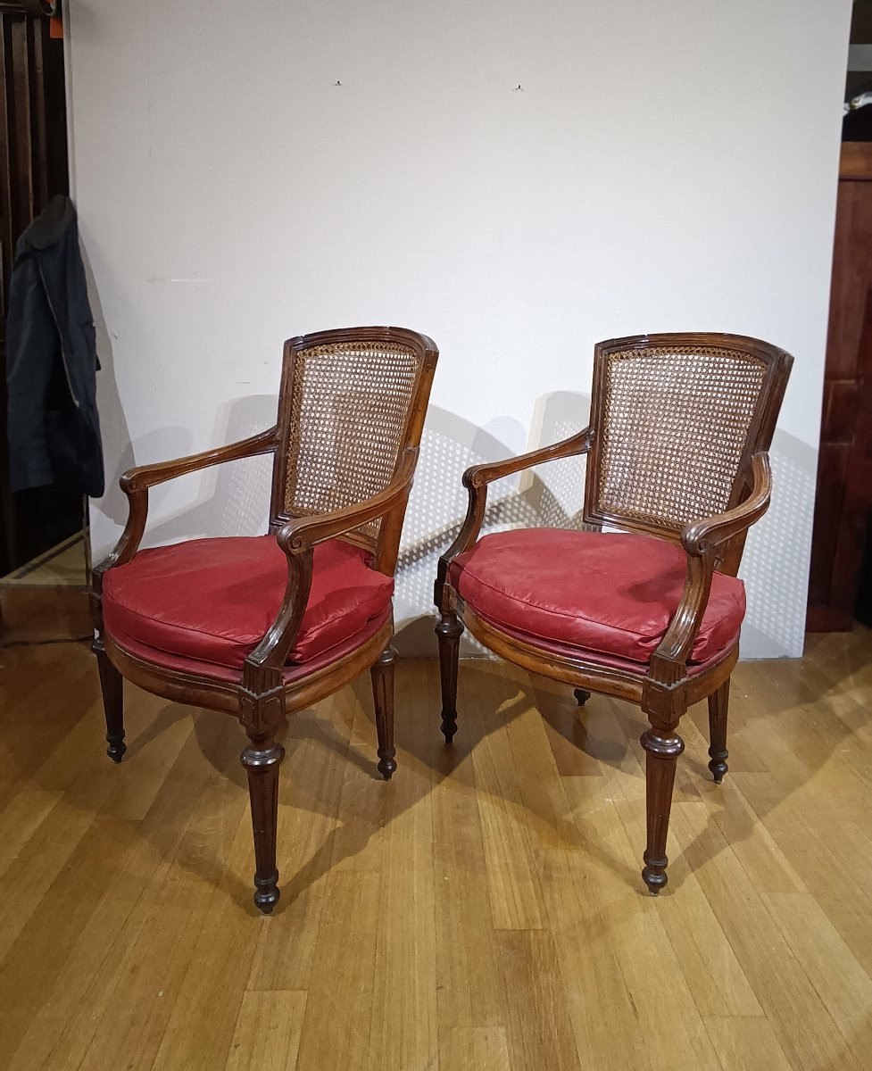 PAIRE DE FAUTEUILS NÉOCLASSIQUES FIN DU 18ème SIÈCLE-photo-3