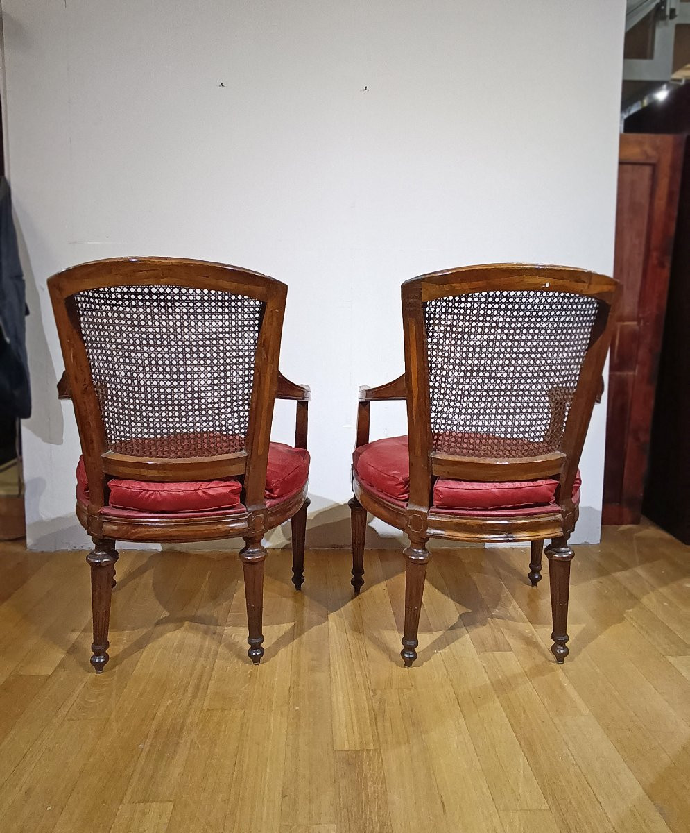 PAIRE DE FAUTEUILS NÉOCLASSIQUES FIN DU 18ème SIÈCLE-photo-4