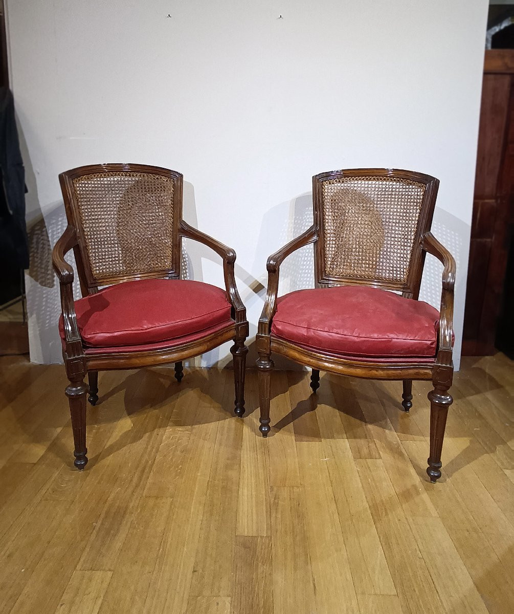 PAIRE DE FAUTEUILS NÉOCLASSIQUES FIN DU 18ème SIÈCLE-photo-6