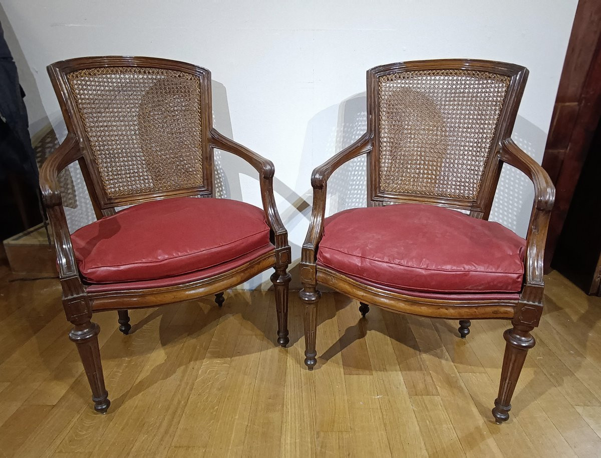 PAIRE DE FAUTEUILS NÉOCLASSIQUES FIN DU 18ème SIÈCLE-photo-7