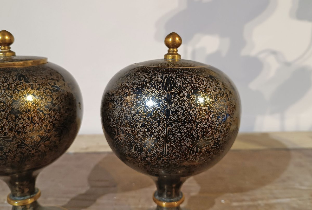 PAIRE DE VASES CLOISONNÉS CHINOIS PREMIÈRE MOITIÉ DU 19ème SIÈCLE-photo-1