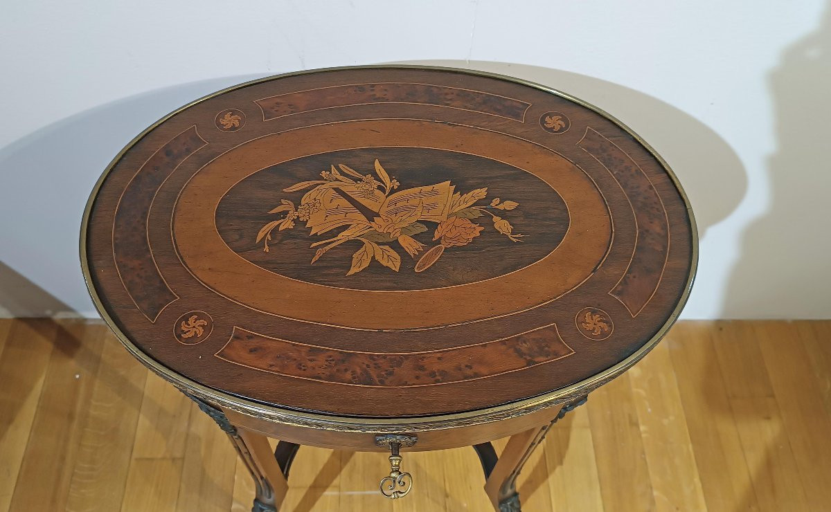 Mid-19th Century Napoleon III Inlaid Coffee Table-photo-1