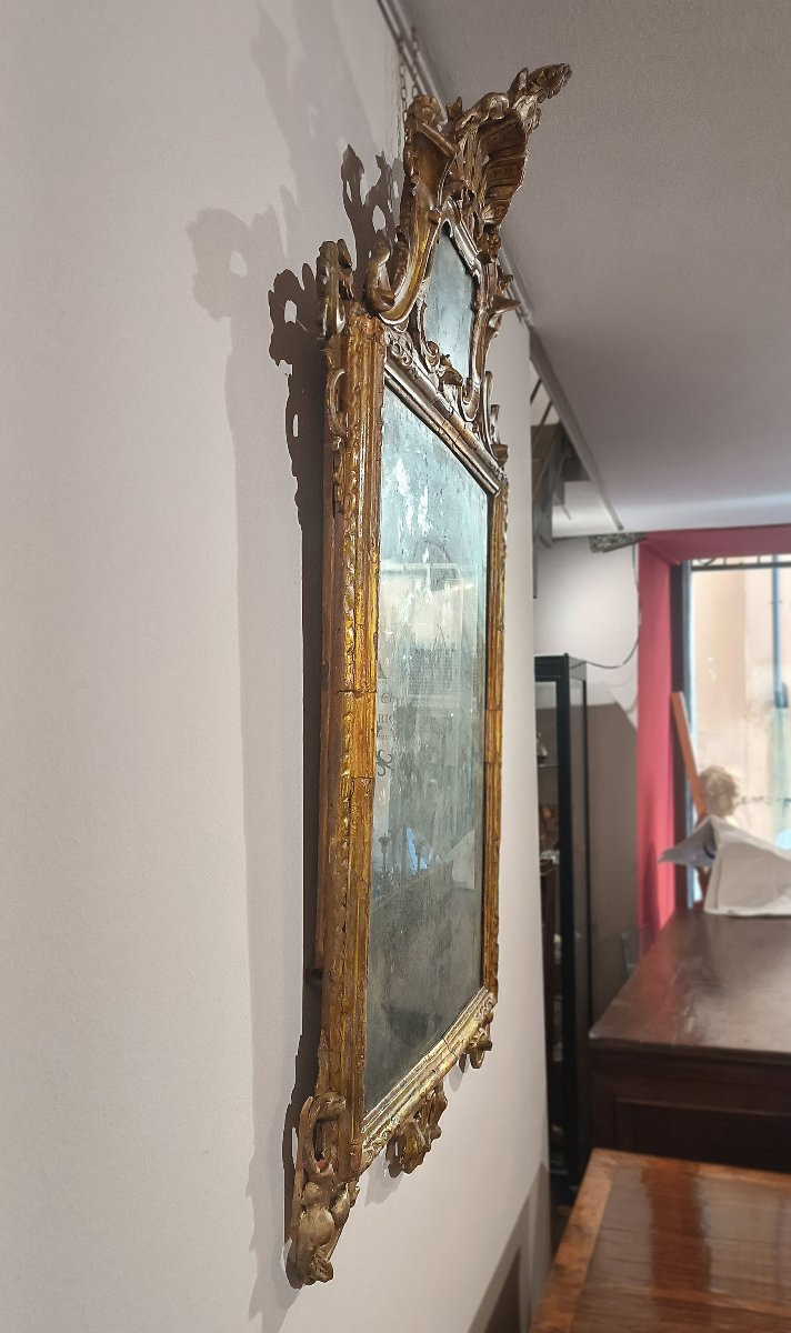 Mid-18th Century Louis XV Mirror In Giltwood And Mecca-photo-4