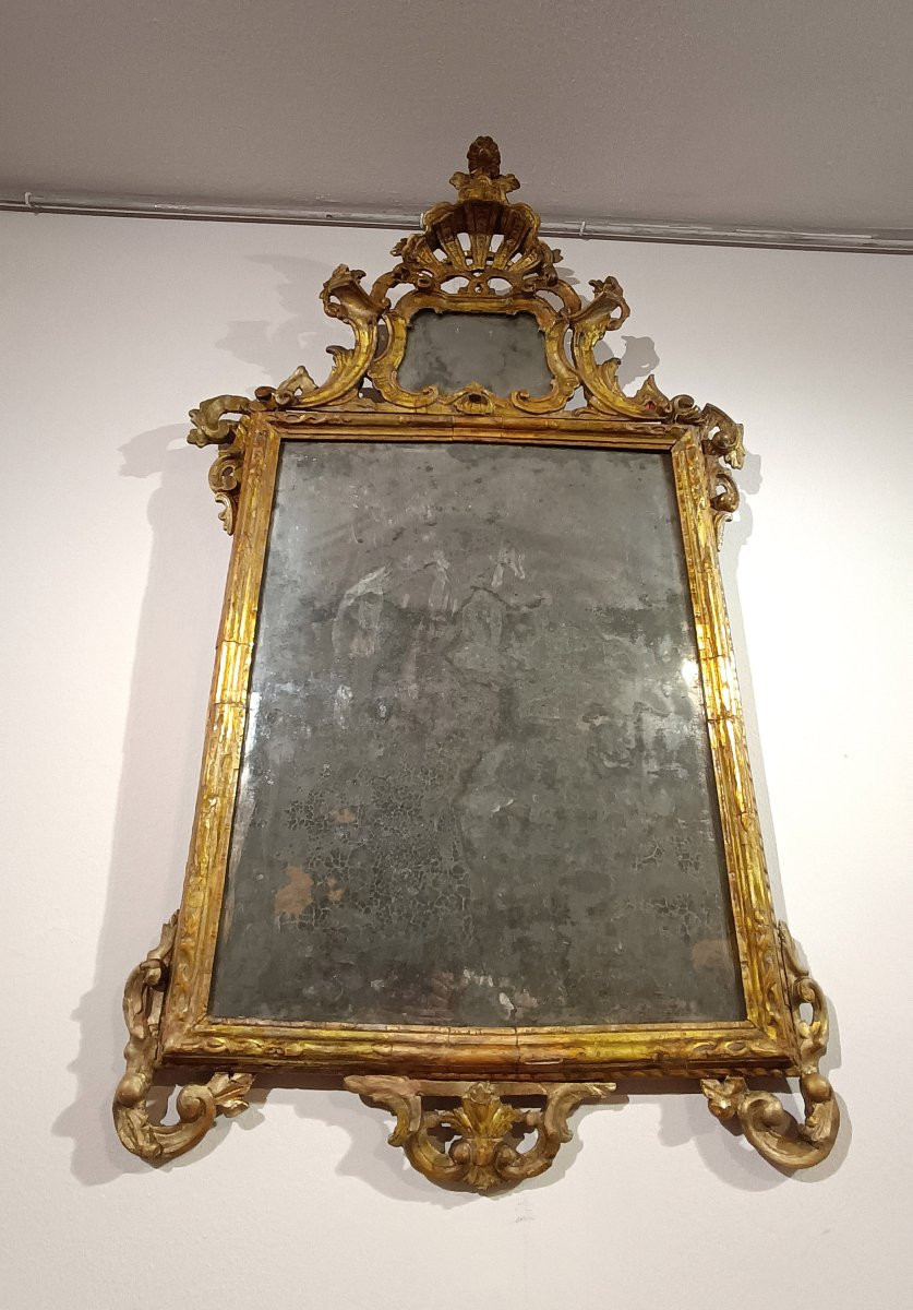 Mid-18th Century Louis XV Mirror In Giltwood And Mecca-photo-5