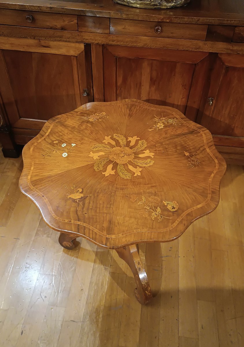 Early 19th Century Charles X Inlaid “sail” Table-photo-3