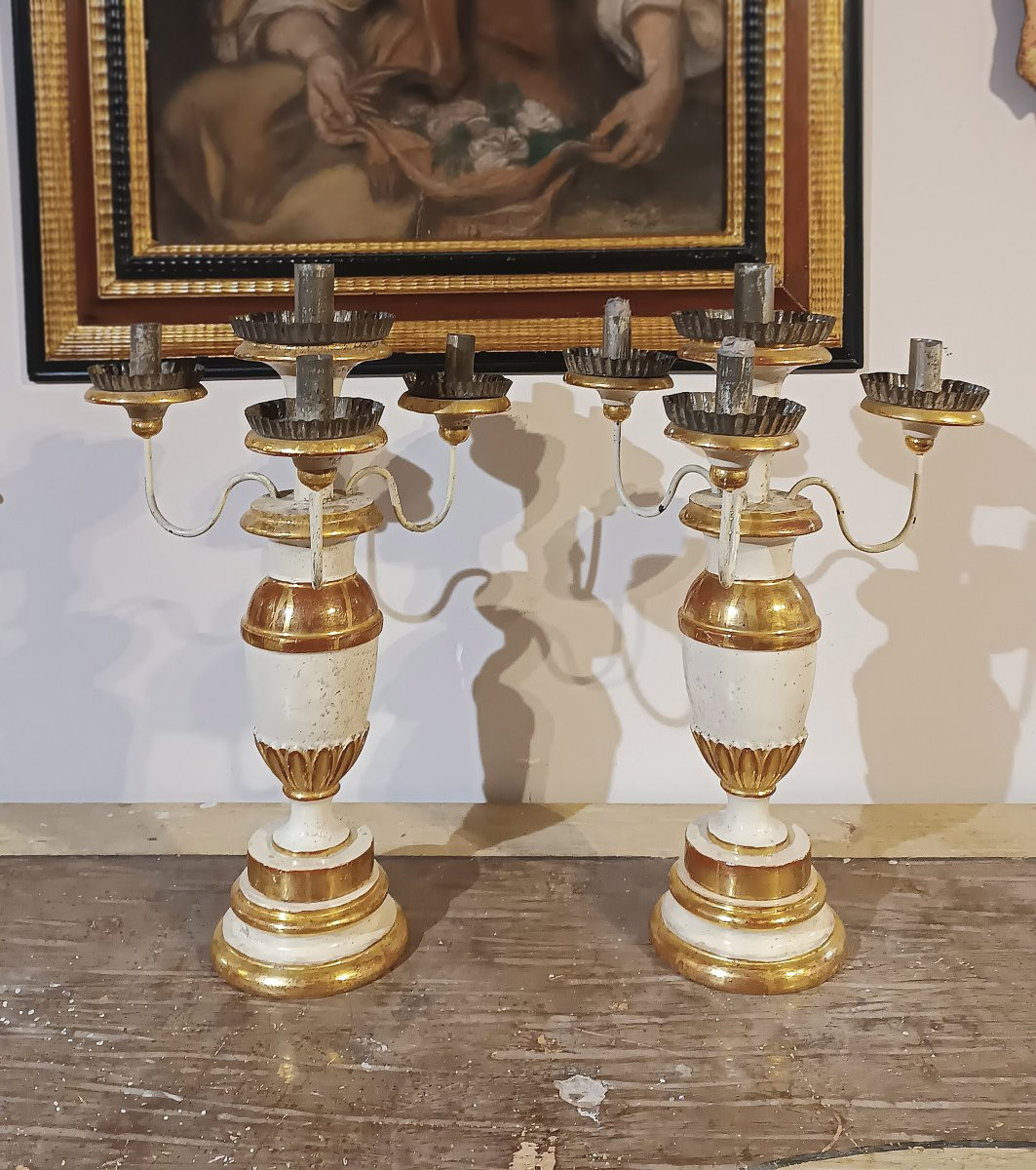 PAIRE DE CHANDELIERS LOUIS XVI SECONDE MOITIÉ DU 18ème SIÈCLE-photo-3