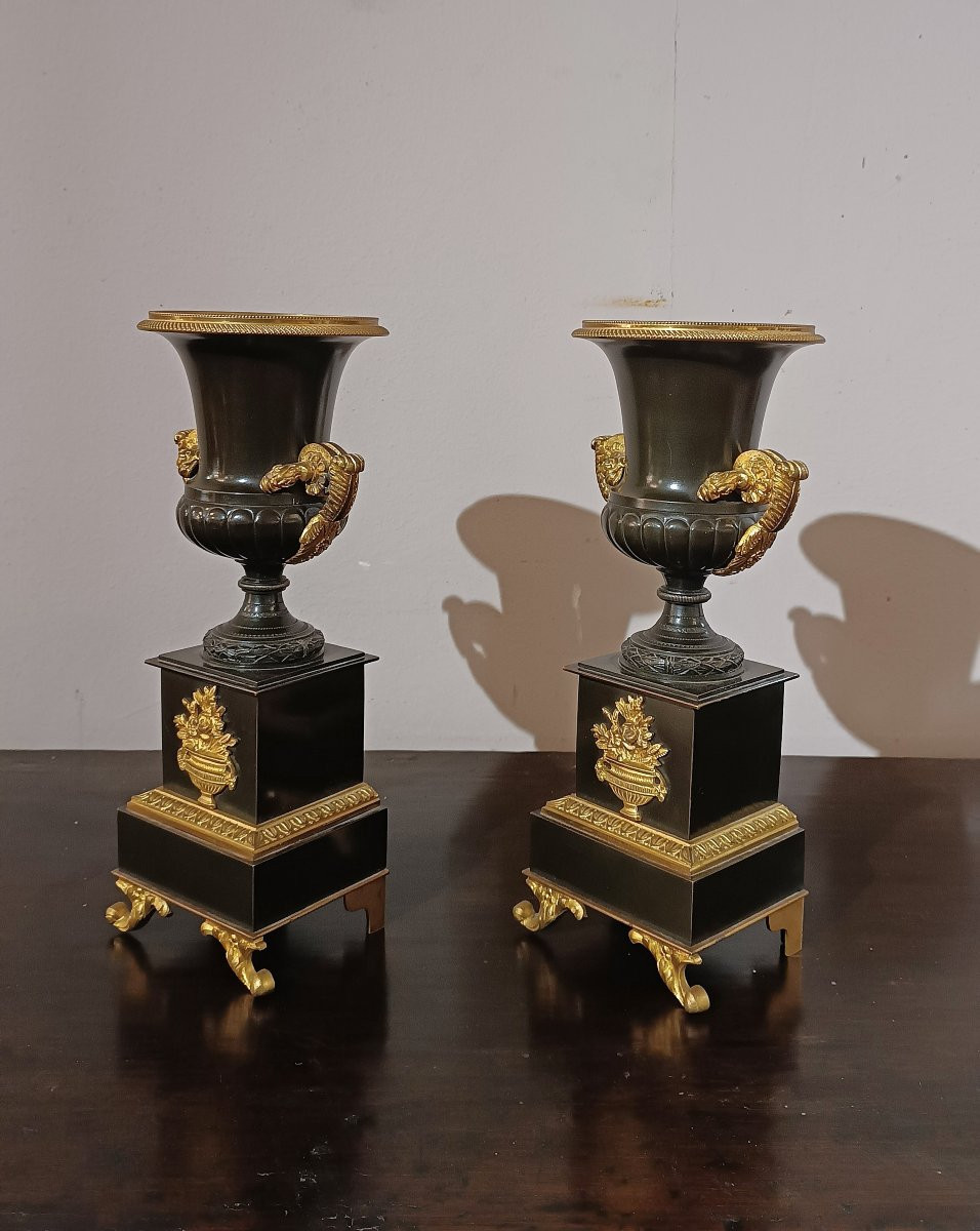First Half Of The 19th Century Pair Of Charles X Vases-photo-3
