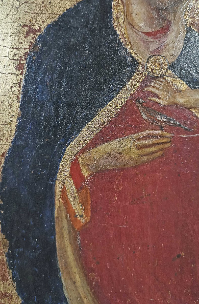 Early 15th Century Painting With Madonna And Child On A Gold Ground-photo-5